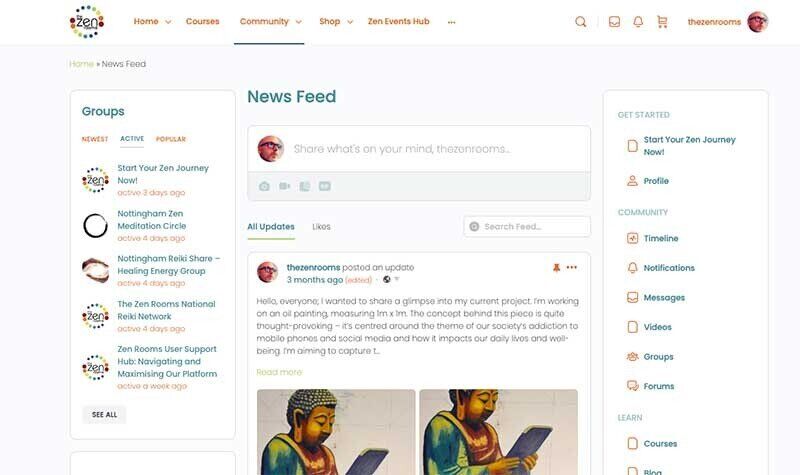 A screen shot of The Zen Rooms News Feed